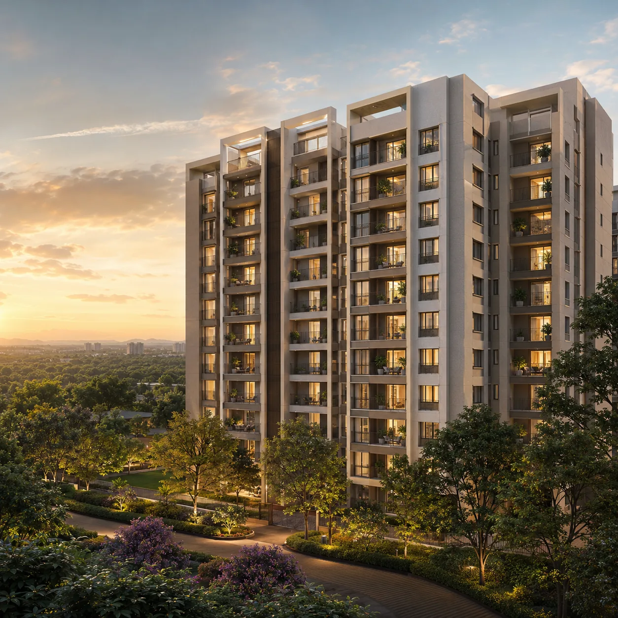 Nambiar Kanakapura Road tower elevation at golden hour