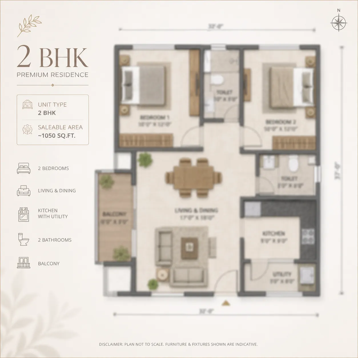 Nambiar Kanakapura Road 2 BHK floor plan